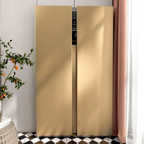 Miniatura 3 de Wallercity Papel adhesivo de acero inoxidable dorado cepillado para encimeras, papel tapiz metálico dorado para despegar y pegar, envoltura