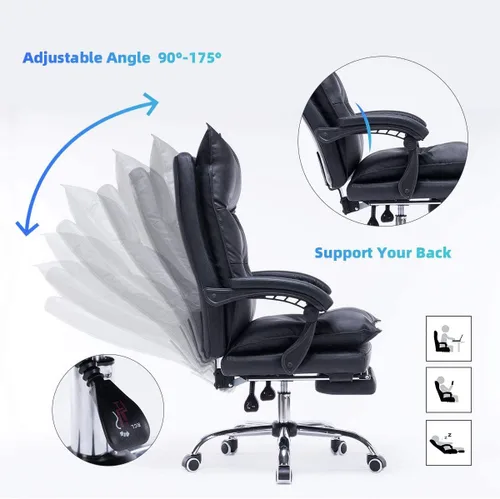 Miniatura 4 de YOLENY Silla de oficina grande y alta, silla de oficina giratoria ergonómica reclinable de altura ajustable con respaldo alto, silla de oficina