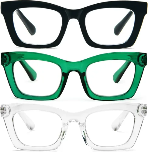 Miniatura 19 de Hubeye Oprah Style - Lentes de lectura para mujeres y hombres, bloqueo de luz azul, para computadora con bisagra de resorte Negro