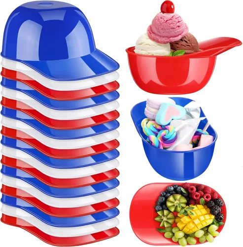 Miniatura 8 de Baderke Cuencos para gorra de béisbol de postre de helado, tazón de 8 onzas, mini tazones para casco, vasos de plástico para suministros de fiesta