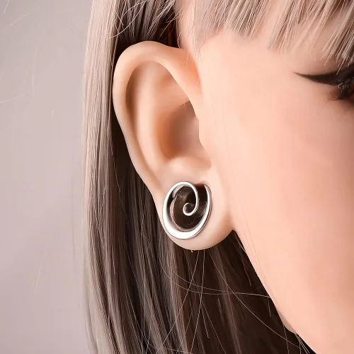 Miniatura 2 de 2 ganchos redondos en espiral de moda para lóbulos estirados para túneles de oído, dilatadores, piercing, joyería corporal