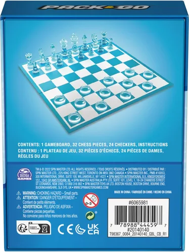 Miniatura 4 de Juego de mesa Pack & Go de ajedrez y damas de Spin Master Games Juego portátil de 2 jugadores Tablero de ajedrez Juego de ajedrez para adultos