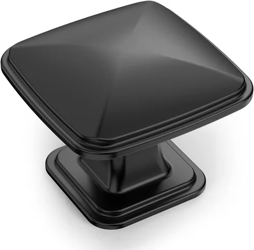Amerdeco K0003MB - Paquete de 10 pomos negros mate para cajones de armario de cocina, pomos de gabinete de cocina, manijas de gabinete de un solo