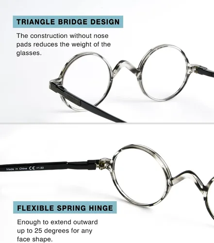 Miniatura 3 de Paquete de 6 lentes de lectura redondos Professor para mujeres y hombres, lectores vintage +0.00