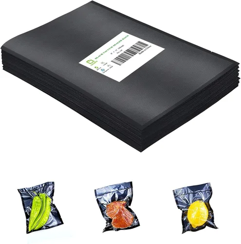 Miniatura 24 de CANLENPK - Bolsas de sellado al vacío de 6 x 8 pulgadas, parte trasera negra y parte delantera transparente, bolsa de almacenamiento de alimentos