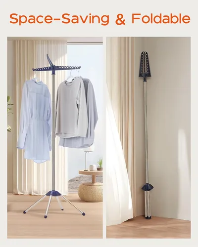 Miniatura 3 de CASAMAYA Tendedero de Ropa Plegable, Tendedero de Ropa con Trípode de 59 Pulgadas para Interiores con Riel Giratorio para 27 Piezas de Ropa, Ahorro