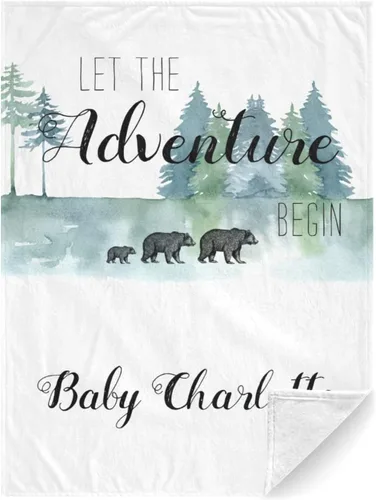 Miniatura 7 de Manta de bebé personalizada con nombre, manta de bebé personalizada para niñas y niños, aventura espera cosas, manta para guardería, manta de oso