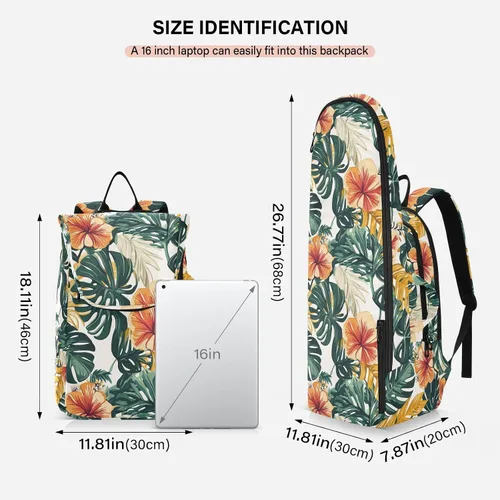Miniatura 3 de Unisex Tennis Bag Lightweight Tropical Style Green Leaves Red Flower Zipper Tennis Bag Gym Bag for Women, Men, Teenagers raquetas de tenis