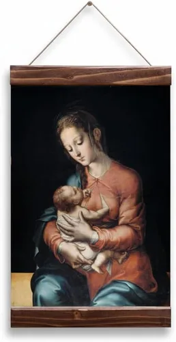 La Virgen de la Leche by Luis de Morales 16th-Century Roman Catholic Christian Icon Mother of Jesus Wood Framed Canvas Print 11.8x15.7 Inches (30cm