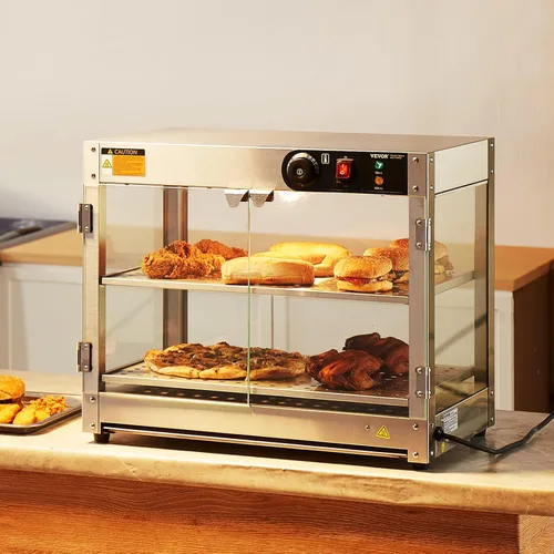 Miniatura 8 de VEVOR Exhibidor Calentador de Alimentos Comercial de 2 Niveles, Calentador Exhibidor de Alimentos de 800W con Luz para Mejorar la Exhibición