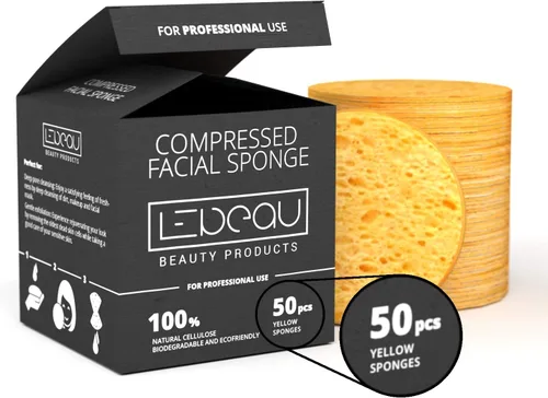 LeBeau Esponjas faciales comprimidas, esponjas faciales para limpieza, esponja facial de celulosa 100% natural, esponja facial profesional de