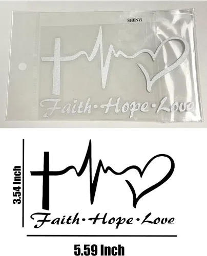 Miniatura 4 de Calcomanías adhesivas de fe, esperanza y amor en forma de corazón para autos, calcomanía de vinilo de la cruz de Jesús para ventanas de autos