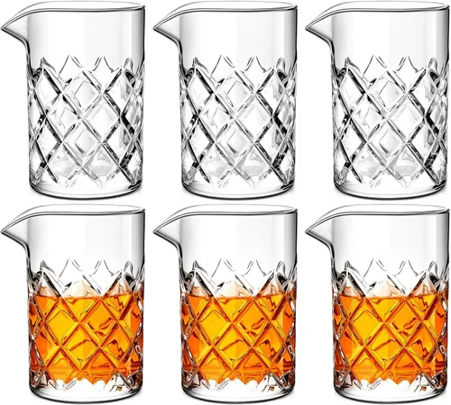 Miniatura 11 de Dandat 6 Pcs Cocktail Mixing Glass 24 oz Crystal Stirring Glass Thick Bottom Seamless Cocktail Pitcher for Home Bartender Bar Whiskey Martini Drink