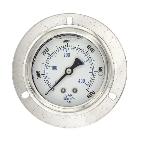 Miniatura 14 de PIC Gauges 204L-404F Manómetro de presión relleno de glicerina con brida frontal con carcasa SS/bisel, internos de latón, lente de PC, esfera de 4