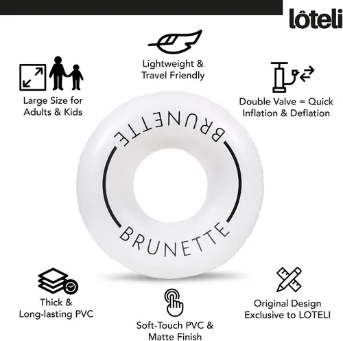Miniatura 6 de Loteli Flotador de natación – Anillo de natación inflable minimalista estético Accesorio clásico para fiesta, sesión de fotos, diversión y Castaño