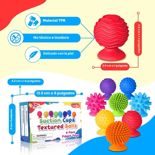 Miniatura 4 de Juguetes sensoriales para niños y adultos: juguetes con ventosa texturizada para autismo - Sensorial blandito para baño en el aula - Juego de 8