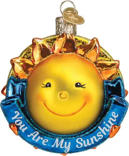 Old World Christmas You are My Sunshine - Adorno de cristal soplado para árbol de Navidad, decoración navideña hecha a mano, colección de refranes