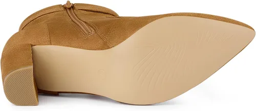Miniatura 6 de Allegra K Botines con cremallera y tacón de bloque puntiagudo para mujer