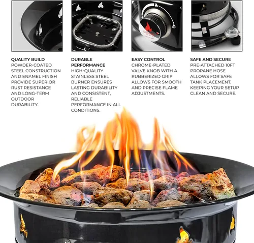 Miniatura 5 de Outland Living - Chimenea de propano portátil de 19 pulgadas, 58,000 BTU de gas sin humo Perfecta para camping, patio, jardín, tailgating