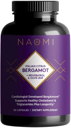 NAOMI Bergamota Cítrico Italiano 500mg + Resveratrol, Desarrollado por un Cardiólogo Premiado, Apoya el Colesterol Normal y la Función Celular