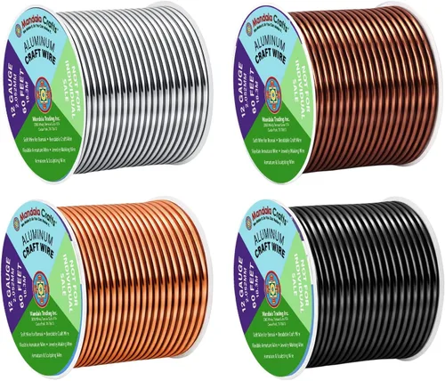Miniatura 222 de Mandala Crafts - Alambre de aluminio anodizado de 8 calibre para hacer joyas - 9.75 m de alambre flexible negro colorido - Flexible para bonsái