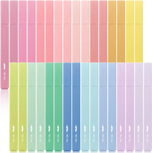 Mr. Pen - Resaltadores estéticos que no corren a granel, paquete de 32, color pastel | Chisel Tip, Cute Highlighters Assorted Colors for Journaling,