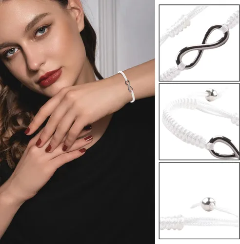 Miniatura 84 de 2 pulseras magnéticas para parejas, piedra natural negra mate, cristal para votos de amor eterno, juego de pulseras de cuentas de piedra de energía