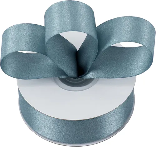 Miniatura 30 de HUIHUANG Cinta azul bebé de 1 pulgada x 20 yardas, cinta de satén gruesa brillante de lujo de doble cara para baby shower, manualidades y lazos