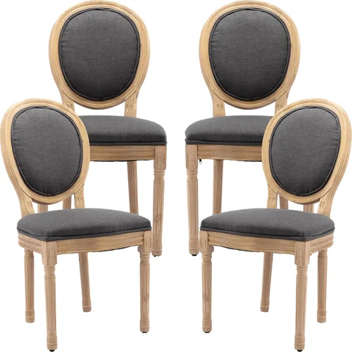 Miniatura 76 de Juego de 2 sillas de comedor de campo francés, sillas de comedor de madera de granja beige, silla de comedor con respaldo tejido con cojín tapizado