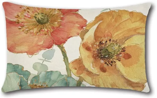 Miniatura 9 de Artscope Juego de 4 fundas de almohada impermeables de 12 x 20 pulgadas, con patrón de hortensias y loto, perfectas para exteriores, patio, jardín