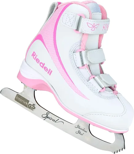 Miniatura 5 de Riedell Soar Junior - Patines de hielo para niñas y niños, elegantes zapatos de patinaje aislados con forro de espuma, cuchillas de acero inoxidable