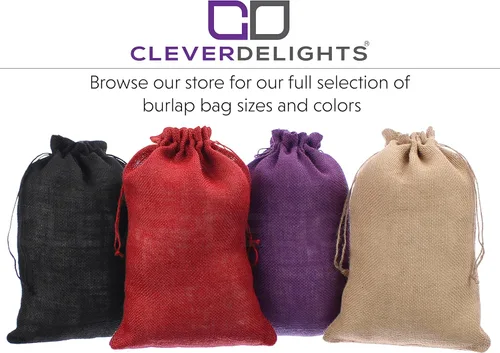 Miniatura 7 de CleverDelights Bolsas de arpillera de 8 x 12 pulgadas, paquete de 25, sacos de yute con cordón de yute de 8 x 12 pulgadas