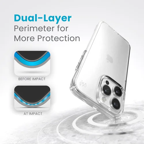 Miniatura 4 de Speck Funda transparente para iPhone 15 Pro Max, protección contra caídas, resistente a los arañazos, no se amarillea, funda para teléfono de 6.7
