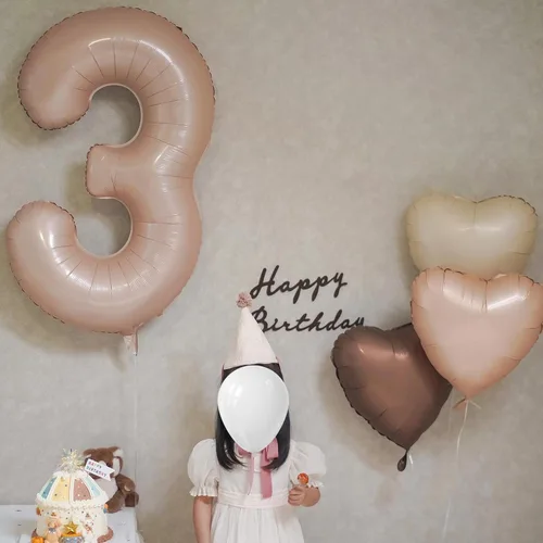 Miniatura 4 de Globos con el número 3, globos de número 3 de 40 pulgadas, globos grandes de aluminio beige grandes para fiesta de cumpleaños, graduación, boda