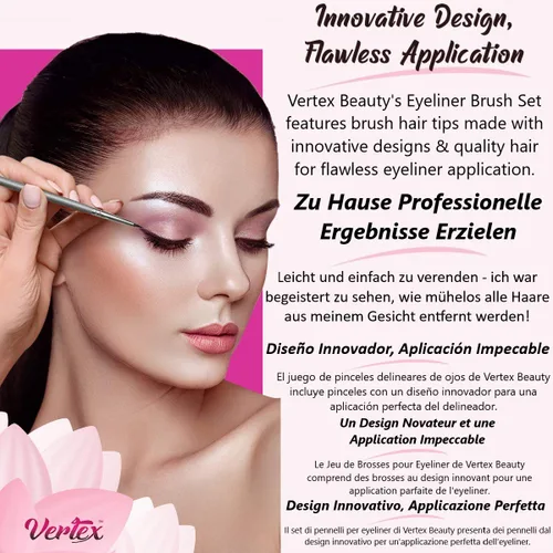 Miniatura 6 de Juego de brochas delineadoras de ojos en ángulo fino – para aplicador de delineador de gel líquido, plantillas dobladas, lápiz fino, sacapuntas