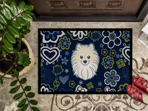 Miniatura 3 de Caroline's Treasures BB5058JMAT - Felpudo de 24 x 36 pulgadas, diseño de flores azules, para interiores y exteriores, para entrada, antideslizante