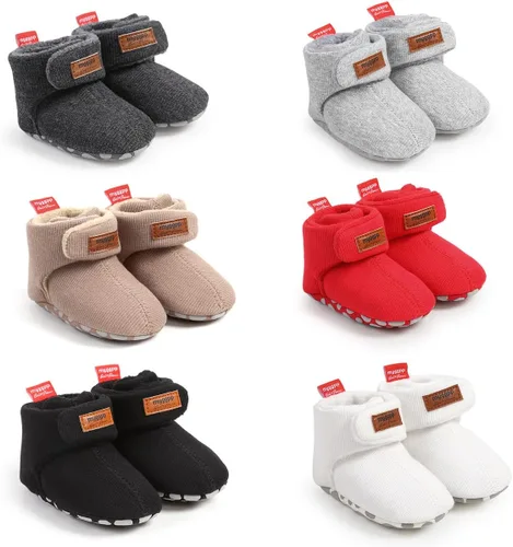 Miniatura 5 de TIMATEGO - Pantuflas tipo botines de felpa con suela antideslizante para recién nacidos, bebés, niños y niñas
