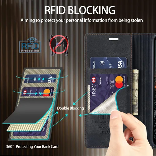 Miniatura 3 de Funda para Samsung Galaxy S23 5G, funda tipo cartera para Samsung Galaxy S23 5G con bloqueo RFID, tarjetero y función atril magnético, funda