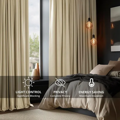 Miniatura 2 de HPD Half Price Drapes Cortinas Opacas de Terciopelo - 96 Pulgadas de Largo 1 Panel Cortina Opaca con Pliegues Signature para Sala de Estar y Tierra