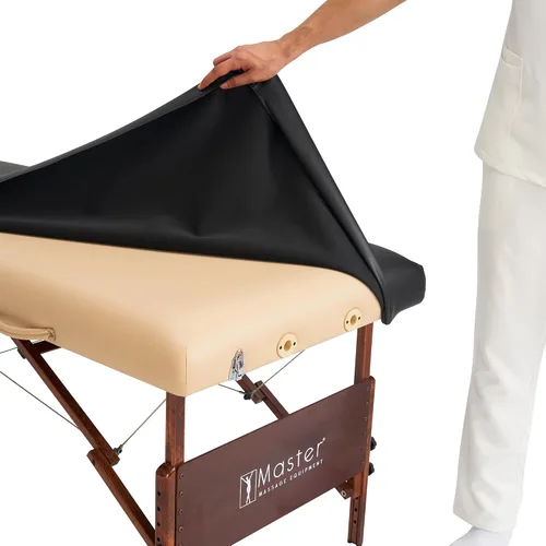 Miniatura 4 de Master Massage Funda de protección de mesa de masaje de cuero de vinilo de poliuretano rectangular universal para mesa de masaje, protector de Negro