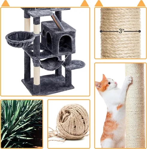 Miniatura 8 de Topeakmart Torre grande para gatos de 71.5 pulgadas para gatos de interior, muebles para gatos de varios niveles con condominios, perchas, canasta