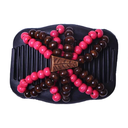 Miniatura 4 de LOVEF Peines mágicos para el cabello para mujer, 3 unidades, con cuentas de madera, elásticos, doble cara, clips para moño, accesorios