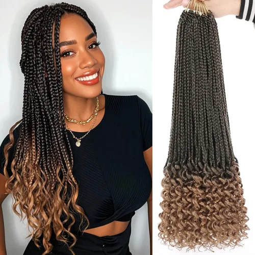 Miniatura 45 de XTREND 10 Pulgadas 6 Paquetes Trenzas de Caja de Ganchillo Cabello Pre-anudado Sin Nudos Bobo Trenzas de Caja 3X Extensiones de Cabello Trenzado 1b#