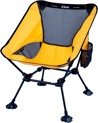 Miniatura 12 de iClimb Silla de camping ultraligera compacta plegable para playa con pies grandes antihundimiento y soporte de espalda con cuerda