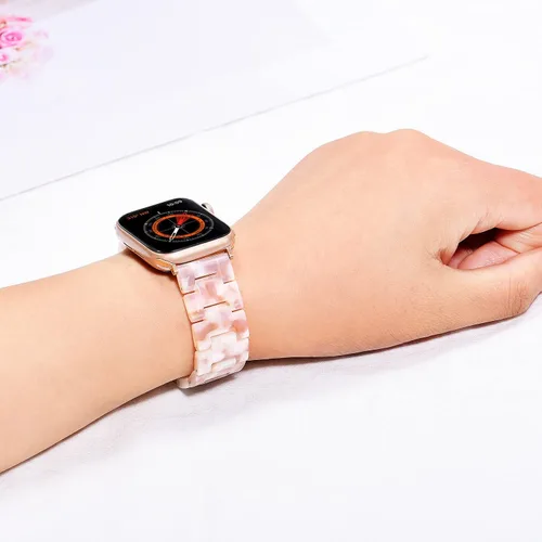 Miniatura 3 de Wongeto - Correa de resina compatible con Apple Watch Band (38mm 40mm) 1.496 pulgadas, 1.575 pulgadas, serie 5/4/3/2/1 para mujer y hombre con Rosa