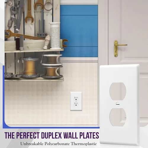Miniatura 3 de ENERLITES Placa de pared de salida de receptáculo dúplex de tamaño mediano, placas de cubiertas de toma de corriente, tamaño medio de 1 banda, 4.88
