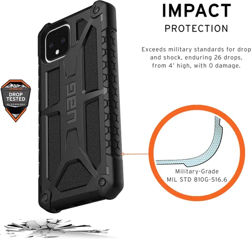 Miniatura 3 de URBAN ARMOR GEAR UAG Made for Google Pixel 4 [pantalla de 5.7 pulgadas] Monarch Feather-Light Rugged [Negro] Funda militar probada contra caídas