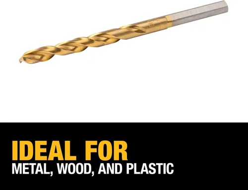 Miniatura 3 de DEWALT DW1316 - Broca helicoidal de titanio con punta aguzada, de 14 pulgada, color dorado