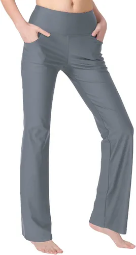 Miniatura 2 de Keolorn Pantalones de yoga para mujer con corte de bota y bolsillos, cintura alta, pantalones de entrenamiento para yoga