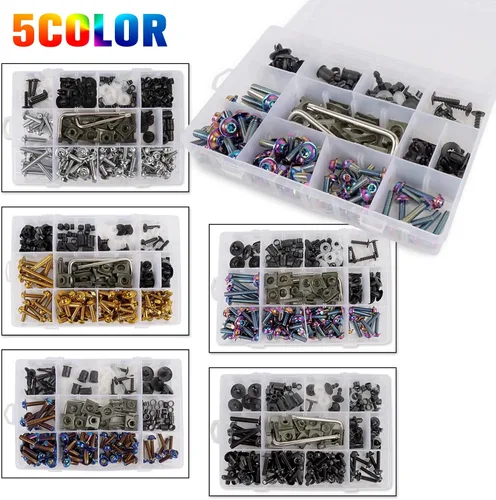Miniatura 8 de BAIONE Juego de 195 pernos de carenado de acero inoxidable M5 M6 para motocicleta, tornillos de parabrisas de carenado, sujetadores universales